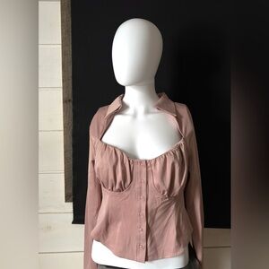 Women's Dusty Rose Button-Front Blouse